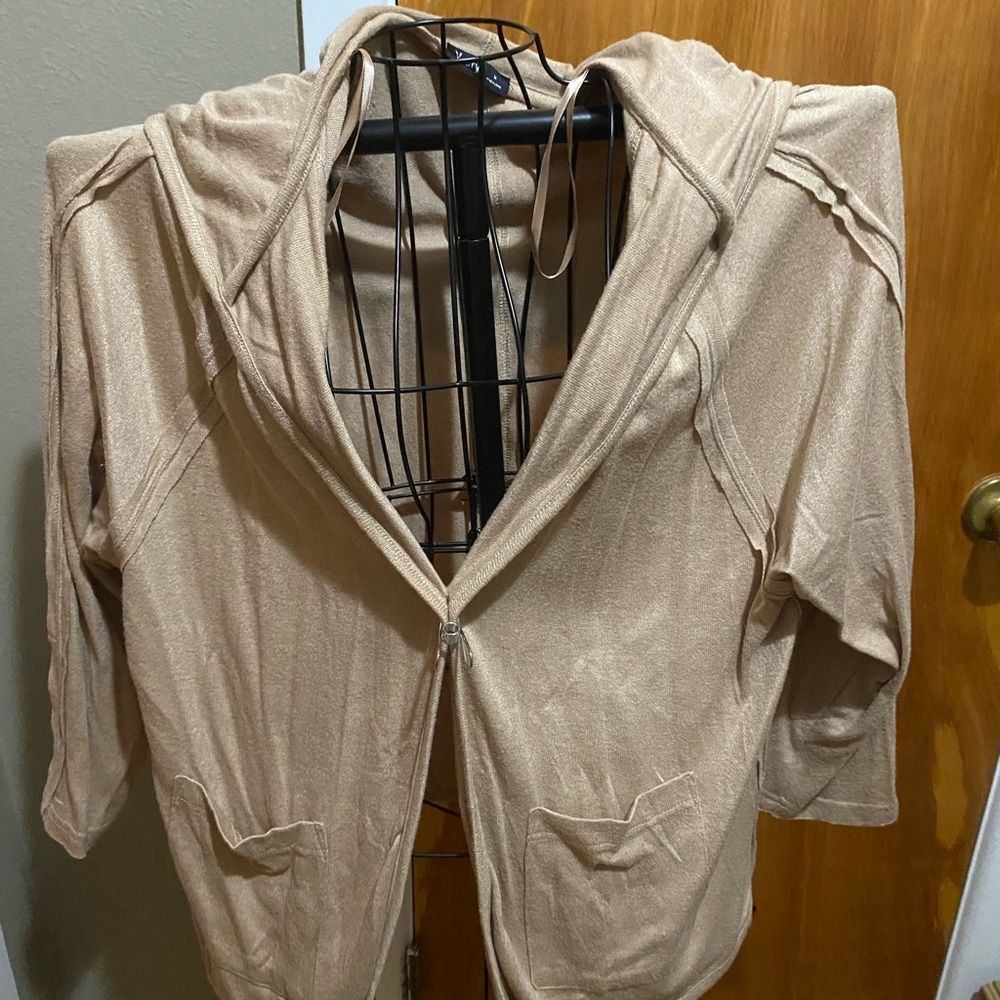 Beige Hooded Cardigan
